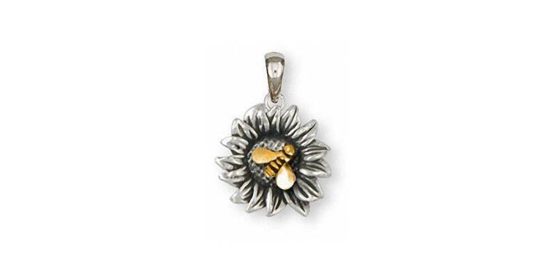 Sonnenblume Schmuck Anhänger Silber Und Gold Handgemachte Blumen-Anhänger Sf6-Tep von Efsterling