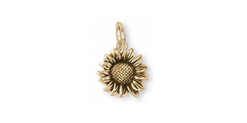 Sonnenblume Schmuck Charme 14K Gold Handgemachte Blume Sf6-C von Efsterling
