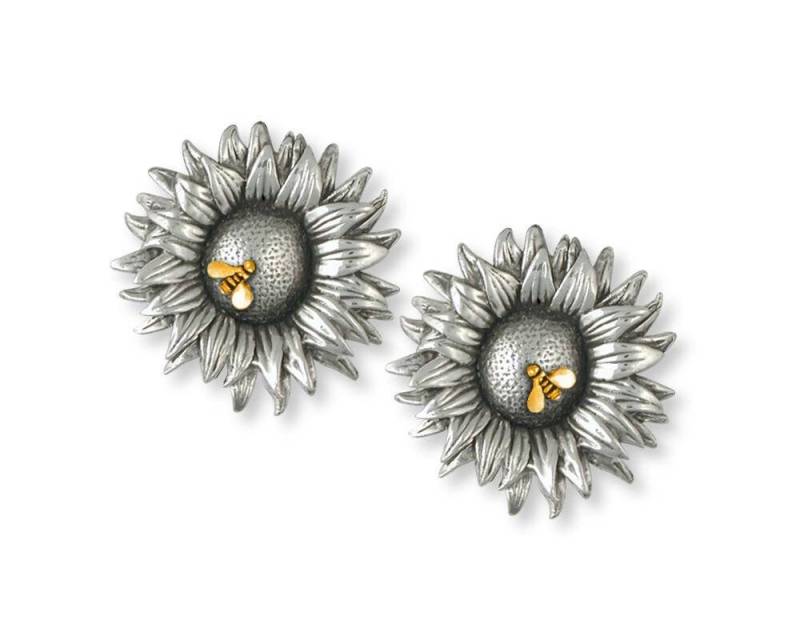 Sonnenblume Schmuck Manschettenknöpfe Silber Und Gold Handgemachte Blume Sf2-Tncl von Efsterling