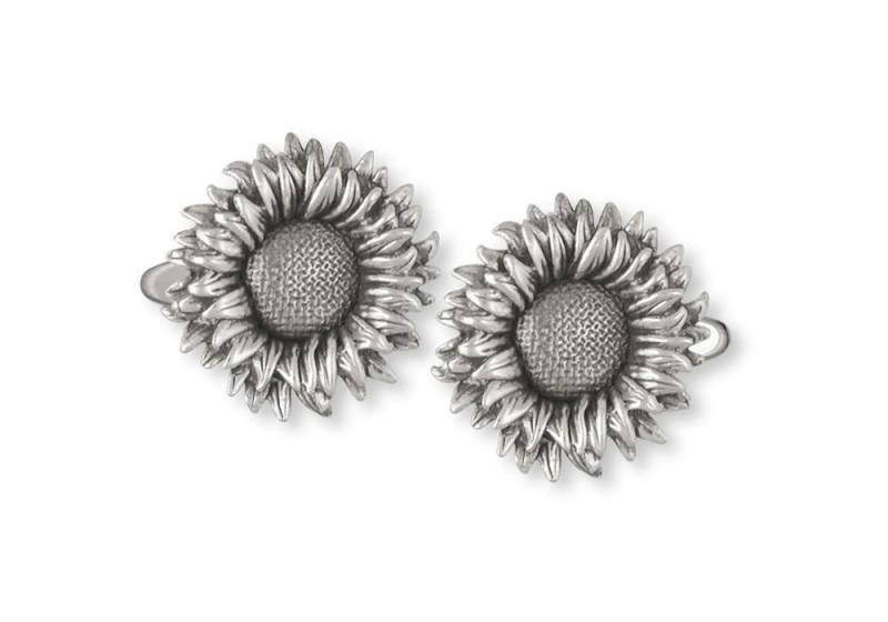 Sonnenblume Schmuck Manschettenknöpfe Sterling Silber Handgemachte Blume Sf3-Cl von Efsterling