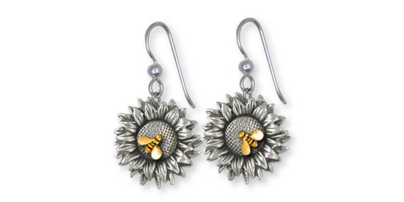 Sonnenblume Schmuck Ohrringe Silber Und Gold Handgemachte Blume Sf5-Tnbfw von Efsterling