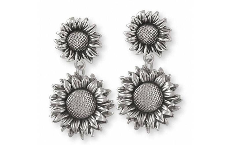 Sonnenblume Schmuck Ohrringe Sterling Silber Handgemachte Blumen Sf5-2E von Efsterling