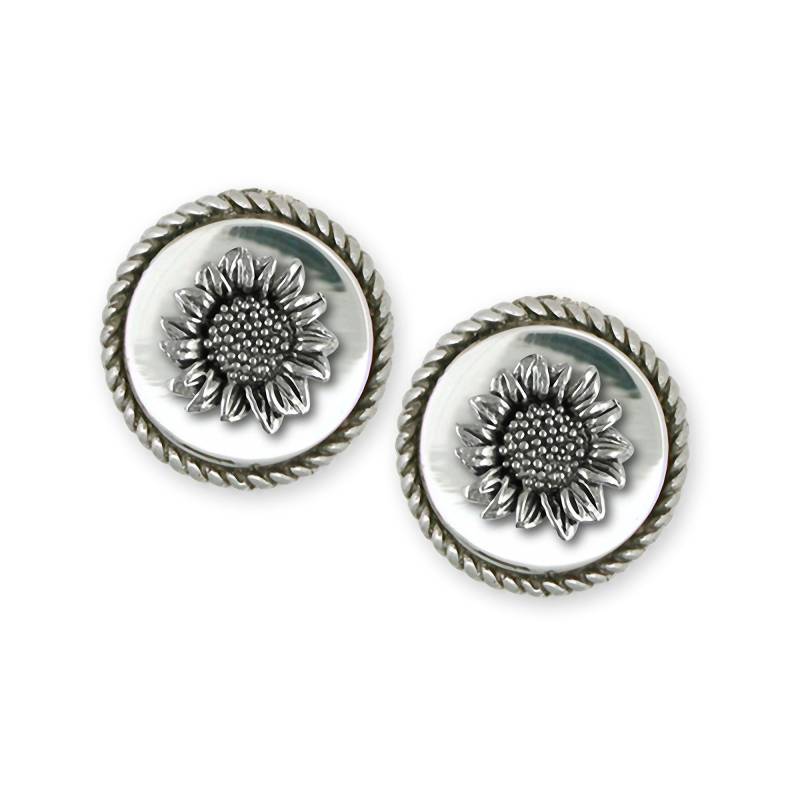 Sonnenblume Schmuck Sterling Silber Handgemachte Manschettenknöpfe Sftx2-Cl von Efsterling