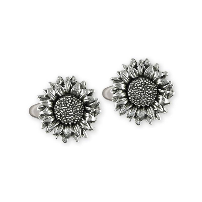 Sonnenblume Schmuck Sterling Silber Handgemachte Manschettenknöpfe Sftx3-Cl von Efsterling