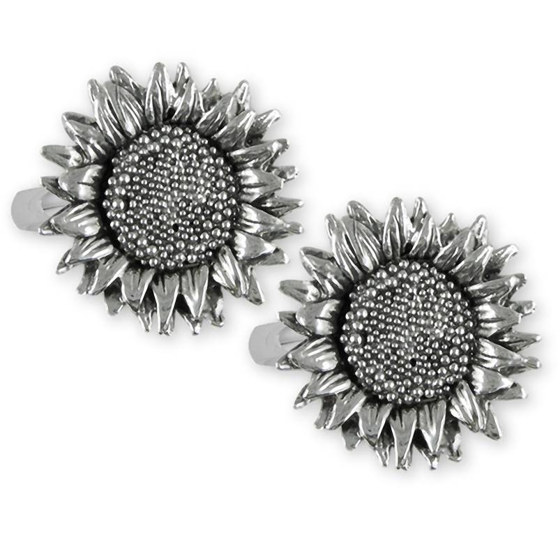 Sonnenblume Schmuck Sterling Silber Handgemachte Manschettenknöpfe Sftx4-Cl von Efsterling