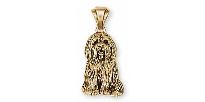 Tibet Terrier Schmuck Anhänger 14K Gold Handmade Hund Ttr3-Pg von Efsterling