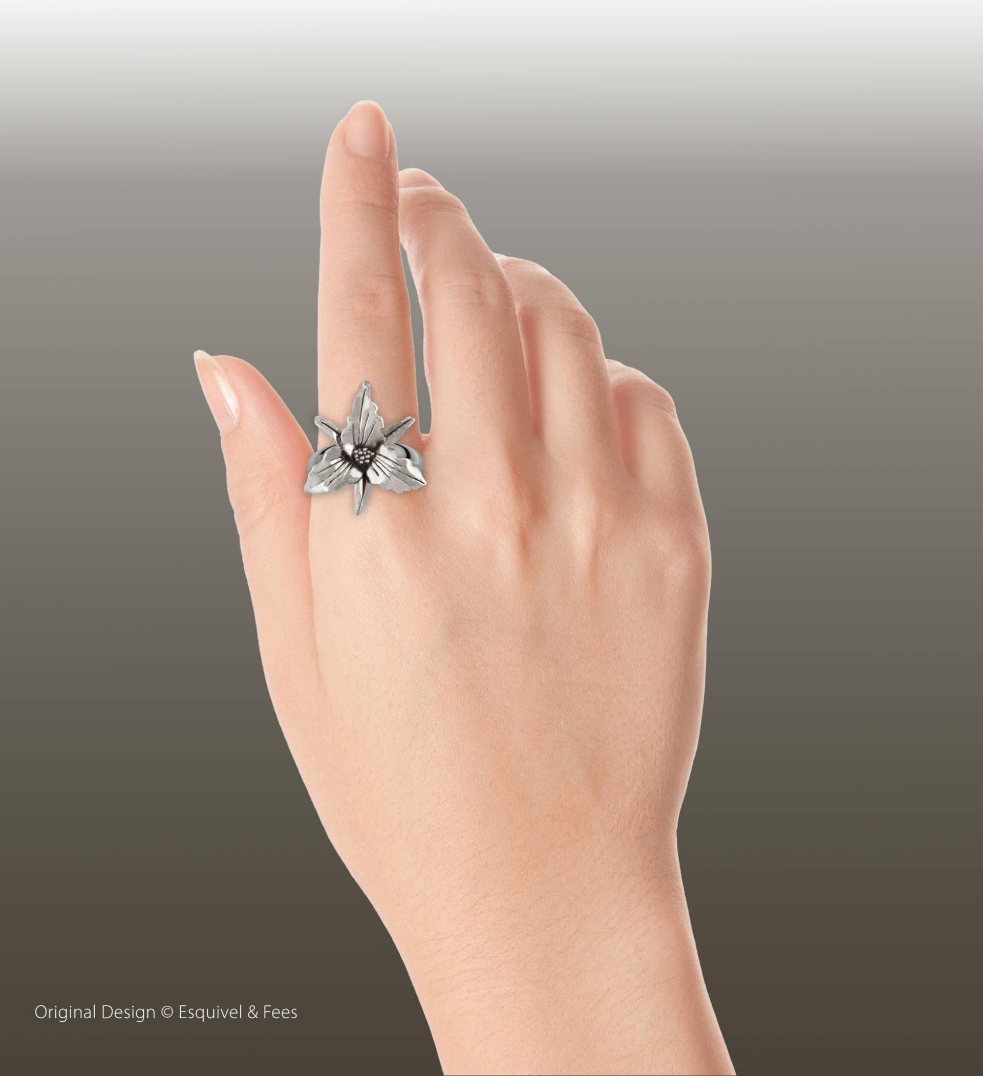 Trillium Schmuck Sterling Silber Ring Handgemachte Blume Tlm1-R von Efsterling