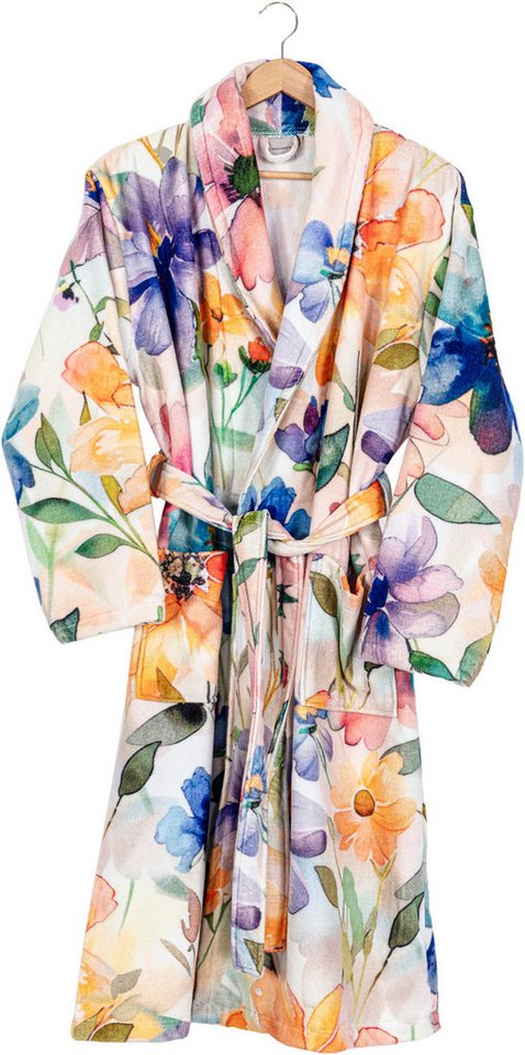 Egeria Bademantel Cosmos, Baumwolle, Schalkragen, Gürtel, digital bedrucktes Velours von Egeria