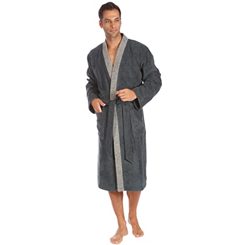 Egeria Bruno slate grey Herren Kimono Bademantel M 100% Baumwolle von Egeria