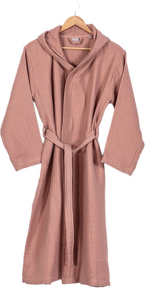 Egeria Morgenmantel Balance mit Kapuze, Baumwolle, Kapuze, Gürtel, Musselinstoff von Egeria