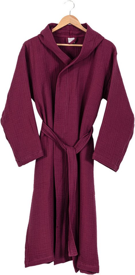 Egeria Morgenmantel Balance mit Kapuze, Baumwolle, Kapuze, Gürtel, Musselinstoff von Egeria
