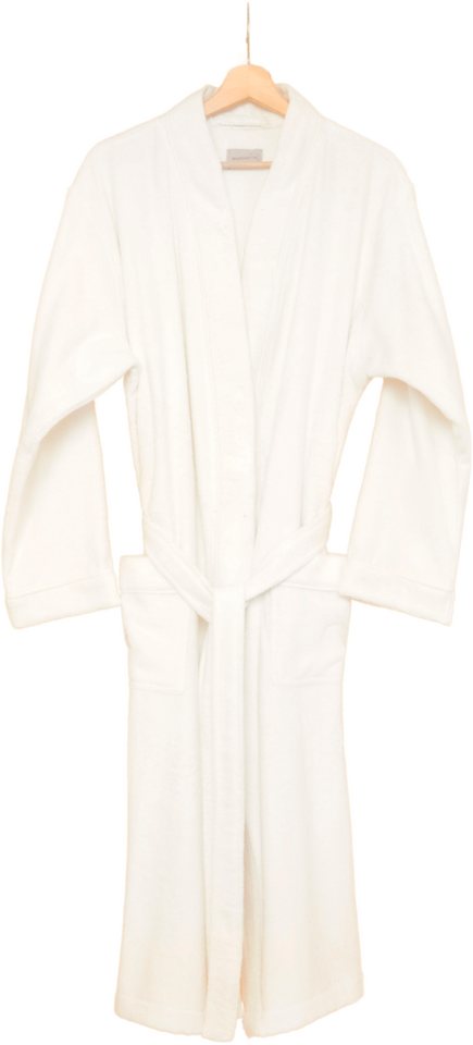 Egeria Unisex-Bademantel Pure, Baumwolle, Kimono-Kragen, Gürtel, Kimono von Egeria