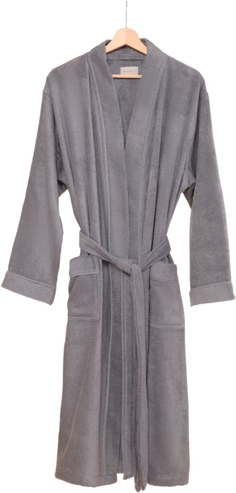 Egeria Unisex-Bademantel Pure, Baumwolle, Kimono-Kragen, Gürtel, Kimono von Egeria
