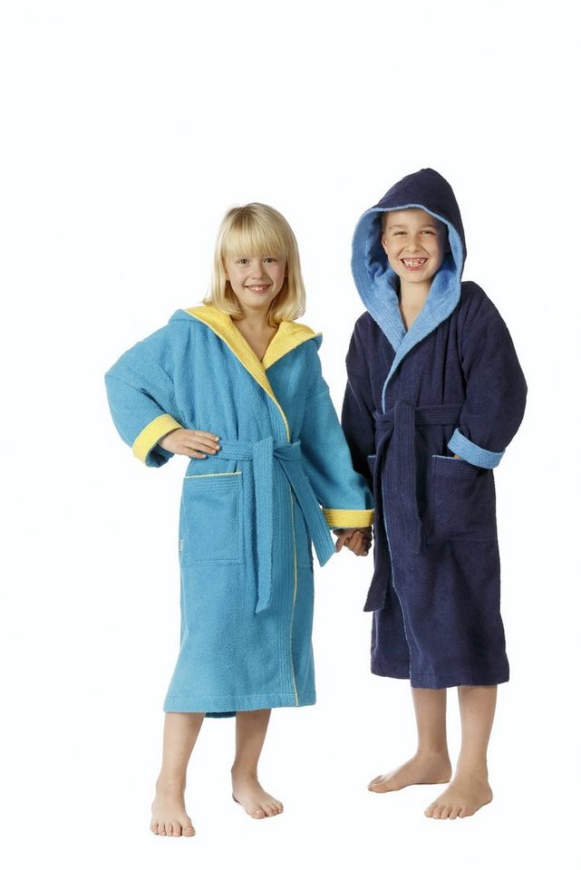 Egeria Kinderbademantel Calypso, Langform, Walkfrottee, Kapuze, Gürtel, mit Kapuze, Doubleface Optik, 100 % Baumwolle von Egeria