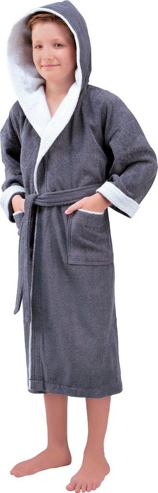 Egeria Kinderbademantel Calypso, Langform, Walkfrottee, Kapuze, Gürtel, mit Kapuze, Doubleface Optik, 100 % Baumwolle von Egeria