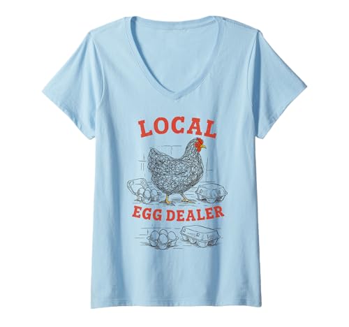 Damen Lokaler Eierhändler Lustiges Huhn-Design für Landwirte und Halter T-Shirt mit V-Ausschnitt Damen Lokaler Eierhändler Lustiges Huhn-Design für Landwirte und Halter T-Shirt mit V-Ausschnitt von Egg Collecting Humor for Chicken Moms & Dads