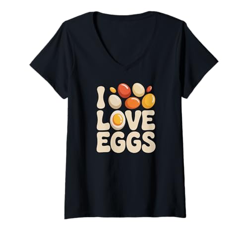 Damen Ich Liebe Eier — Kulinarische Leidenschaft T-Shirt mit V-Ausschnitt Damen Ich Liebe Eier — Kulinarische Leidenschaft T-Shirt mit V-Ausschnitt von Egg Enthusiast Breakfast Humor