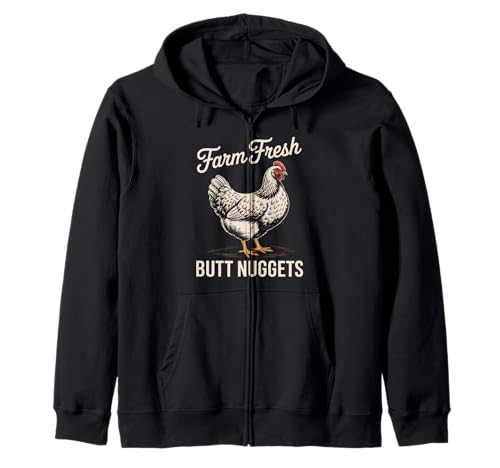 Lustiger Spruch Bauernhof Frisch Butt Nuggets Huhn Witz Frauen Männer Kapuzenjacke von Egg Humor Rooster Hen Country Barnyard Bird