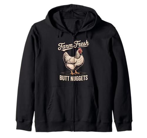 Lustiger Spruch Bauernhof Frisch Butt Nuggets Huhn Witz Frauen Männer Kapuzenjacke von Egg Humor Rooster Hen Country Barnyard Bird