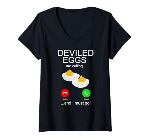Damen Deviled Eggs rufen Feinschmecker an, Humor, Abendessen, Thanksgiving T-Shirt mit V-Ausschnitt Damen Deviled Eggs rufen Feinschmecker an, Humor, Abendessen, Thanksgiving T-Shirt mit V-Ausschnitt von Egg Lovers Deviled Eggs Funny Party Picnic BBQ
