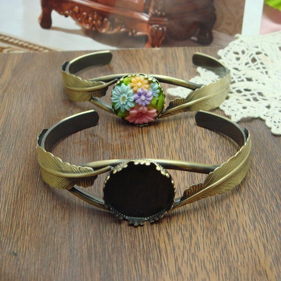 2 Stück Einzigartige Antike Messing Zwei Feder Manschette Armband,/20 Mm Einstellung in Der Mitte von EggcellentCraftStore