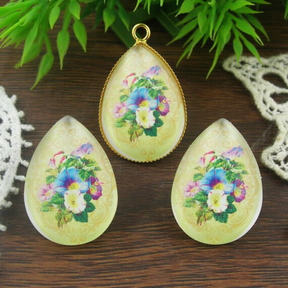 8Pcs(18x25mm Handgemachte Foto Teardrop Bild Glas Cabochon | Tg03 von EggcellentCraftStore