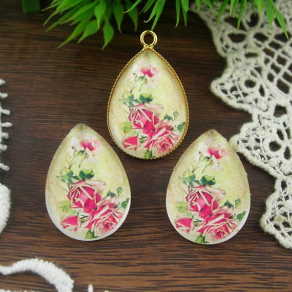 8Pcs(18x25mm Handgemachte Foto Teardrop Bild Glas Cabochon | Tg05 von EggcellentCraftStore