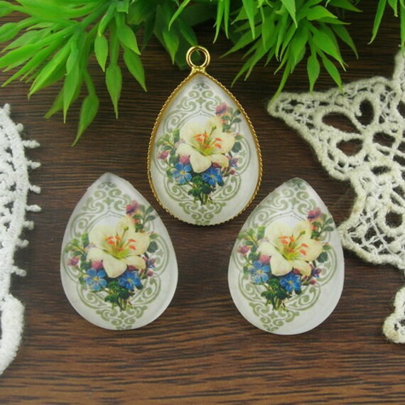 8Pcs(18x25mm Handgemachte Foto Teardrop Bild Glas Cabochon | Tg07 von EggcellentCraftStore