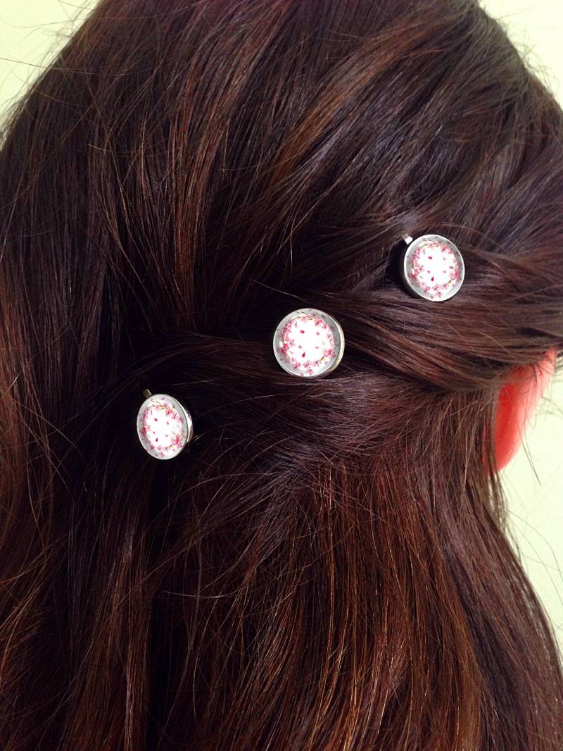 3 Stück Haarklammern Kirschblüte, 0977Hp von EgginEggHandmade