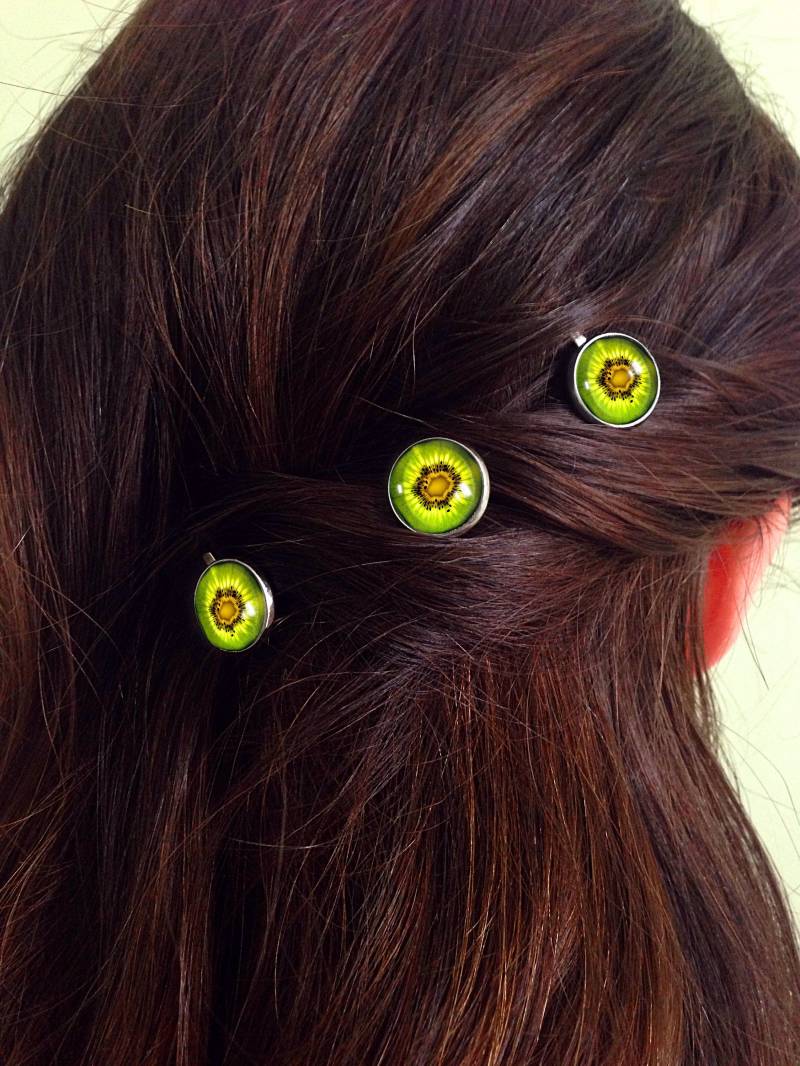 3 Stück Haarklammern Kiwi, 0947Hp von EgginEggHandmade