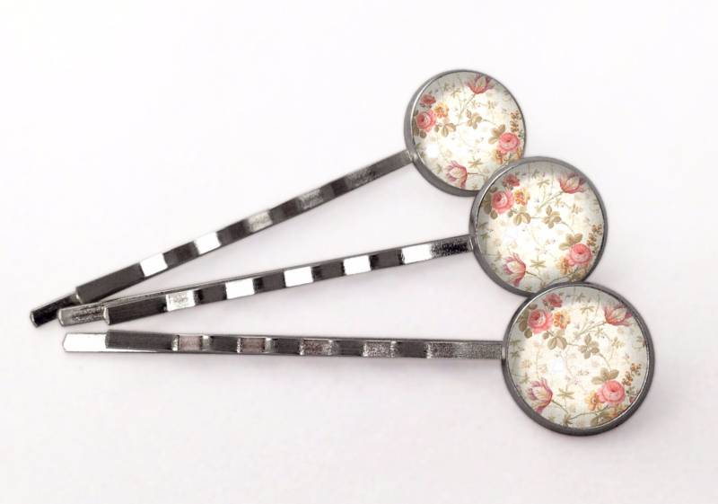 3 Stück Haarklammern Retro Rosen, 0509Hp von EgginEggHandmade