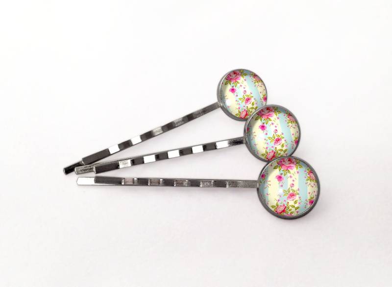 3 Stück Haarklammern Retro Rosen, 0992Hp von EgginEggHandmade