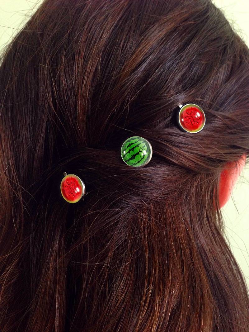 3 Stück Haarklammern Wassermelone, 0950Hp von EgginEggHandmade