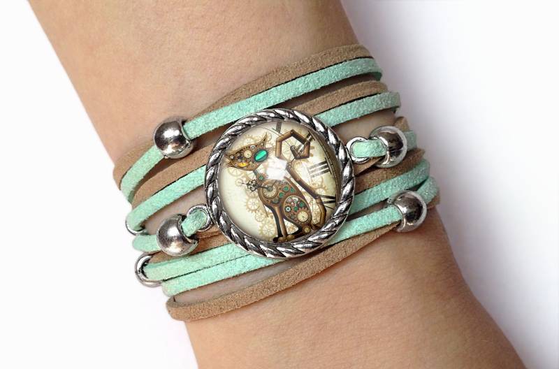 Armband Steampunk Katze - 0582 von EgginEggHandmade