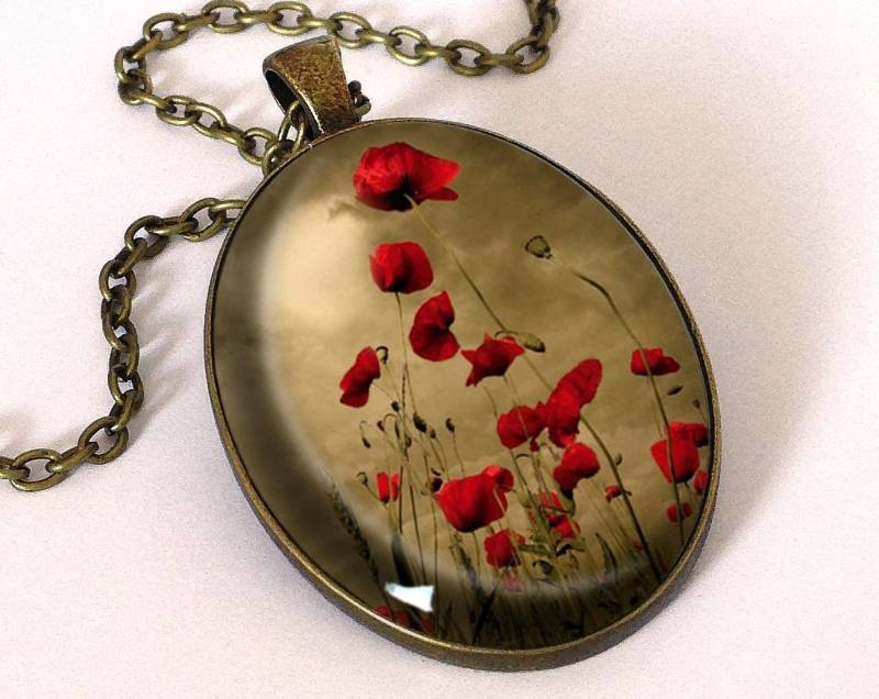 Kette Mohnblumen, Mohnblumen Schmuck, 0803Pb von EgginEggHandmade