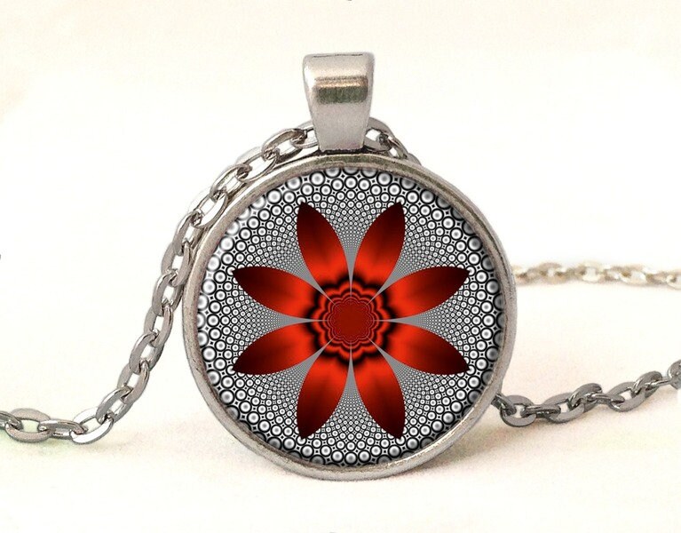 Kette Rote Blume, 0124Pos von EgginEggHandmade