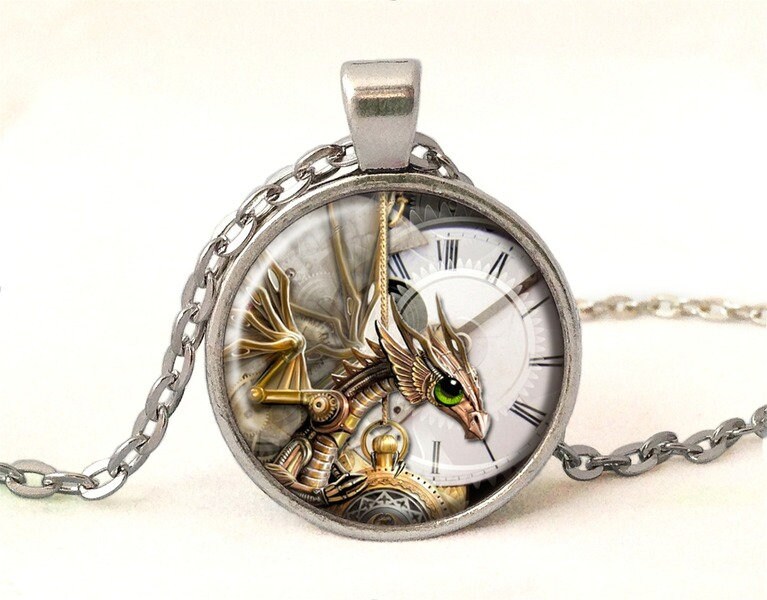 Kette Steampunk Drachen, 0576Pos von EgginEggHandmade