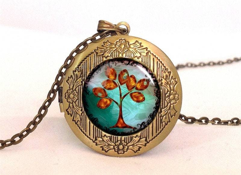 Medaillonkette Goldener Baum, 0602Lpb von EgginEggHandmade