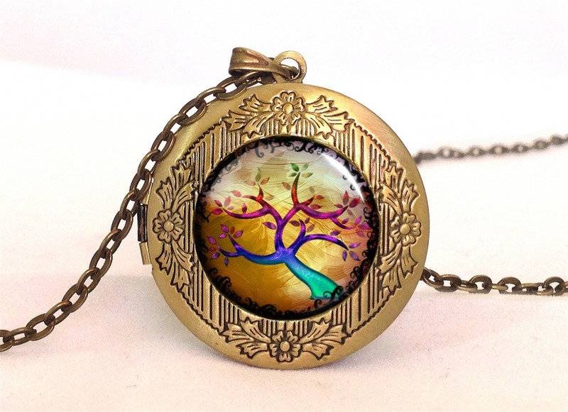 Medaillonkette Herbstbaum, 0607Lpb von EgginEggHandmade