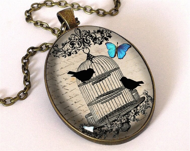 Vögel in Einem Käfig Große Kette, 0480Opb von EgginEggHandmade