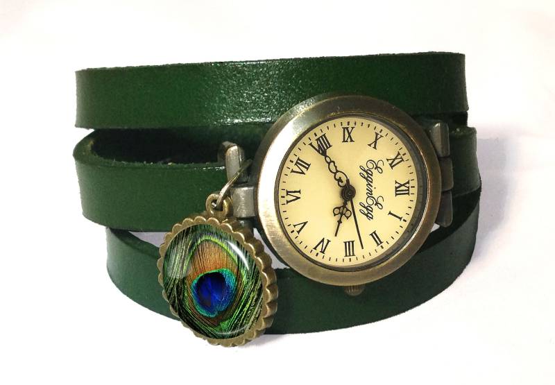 Wickeluhr Pfau Auge Echtleder, 0111Wgr von EgginEggHandmade