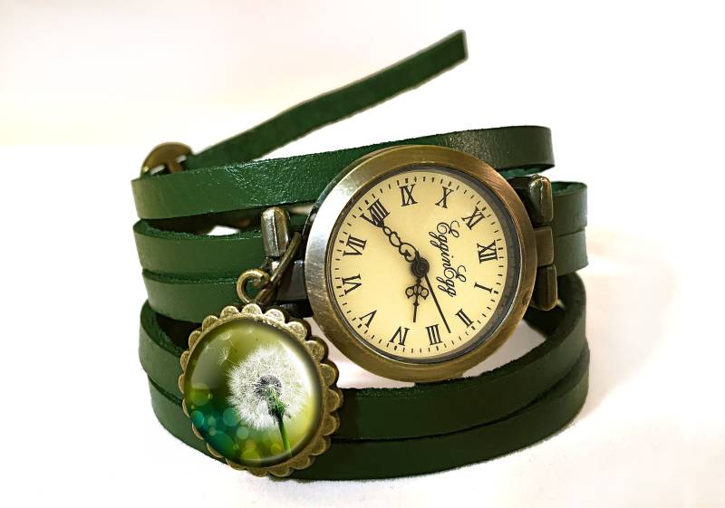 Wickeluhr Pusteblume Echtleder, 0395Wgr6 von EgginEggHandmade
