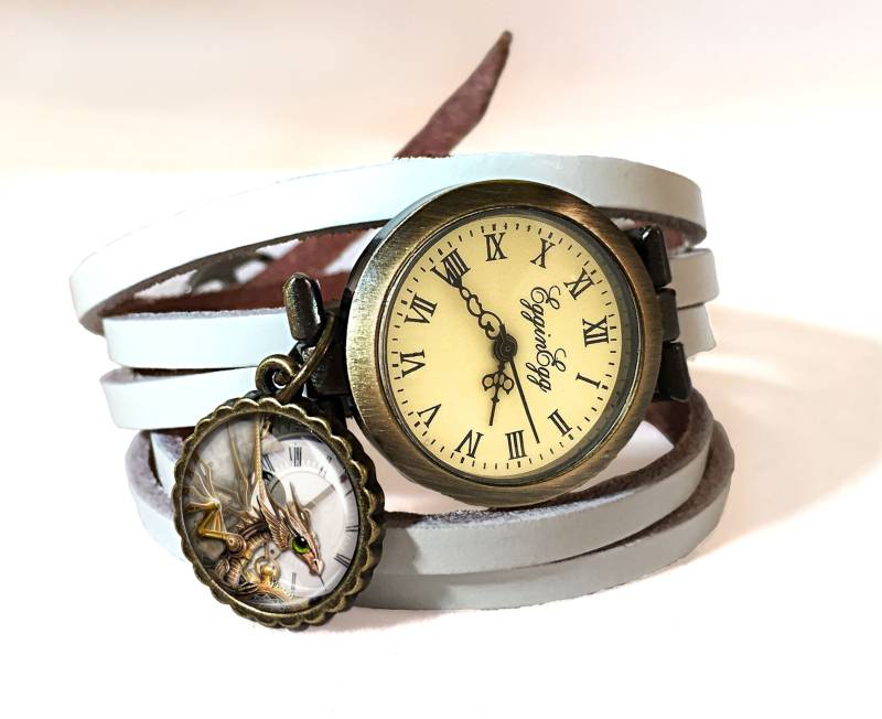 Wickeluhr Steampunk Drachen Echtleder, 0576Ww6 von EgginEggHandmade