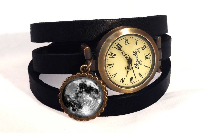 Wickeluhr Vollmond Echtleder, 0108Wb von EgginEggHandmade