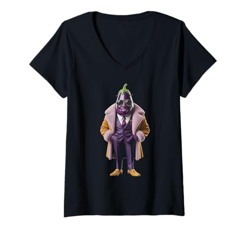 Damen Auberginenanzug T-Shirt mit V-Ausschnitt Damen Auberginenanzug T-Shirt mit V-Ausschnitt von Eggplant Design
