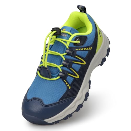 Eggseed Jungen Schuhe rutschfeste Wanderschuhe Atmungsaktive Low-Top Turnschuhe Straße Trail Running Schuhe Blau Größe 32 von Eggseed