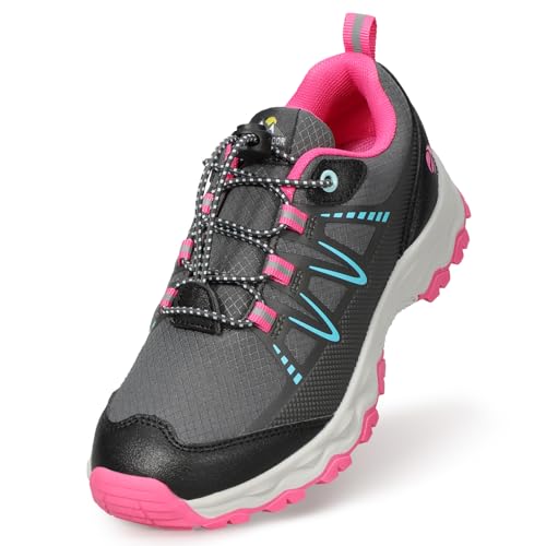 Eggseed Mädchen Schuhe Jungen Mädchen Anti-Rutsch-Walking-Schuhe atmungsaktiv Low-Top-Sneakers Straße Trail Running Schuhe Graue Rose Größe 30 von Eggseed