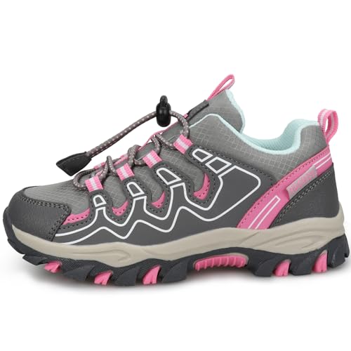Eggseed Mädchen Schuhe Wasserabweisende Trail Running Sneakers rutschfeste Wanderschuhe Grau/Hellblau Gr.36EU von Eggseed