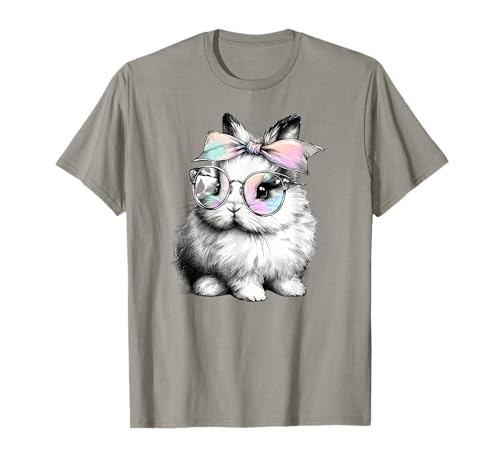 Niedliches ästhetisches Mädchen Osterhase Hase mit Brille T-Shirt von Eggstraordinary Easterwear
