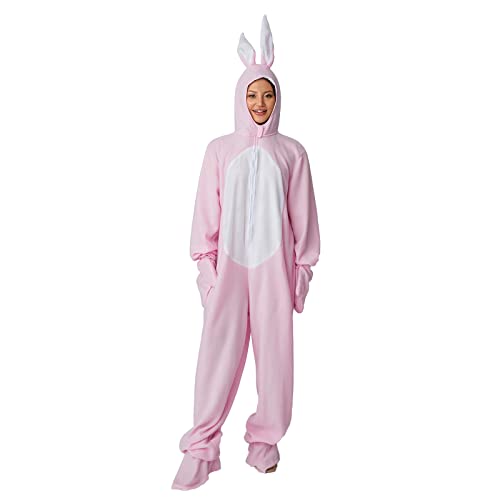 Eghunooye Osterhasen-Kostüm für Erwachsene, rosa Häschen, Einteiler, Pyjama, Cosplay-Kostüm für Männer und Frauen, rose, One size von Eghunooye